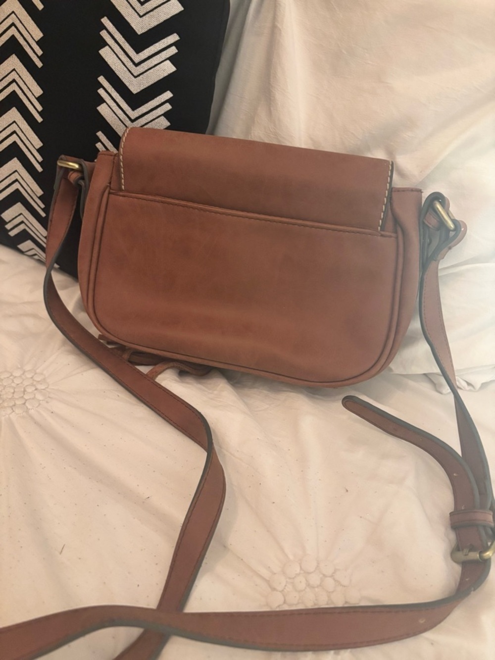 Merona Brown Leather Crossbody Bag with Tassel - Picture 4 of 6